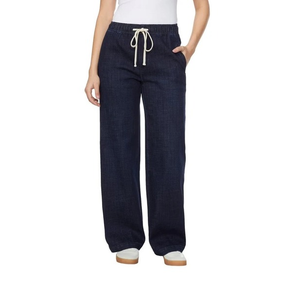 Denim - Buffalo Women's Wide Leg Pull-On Jean 30" Inseam, Dark Blue, Size: Medium, New